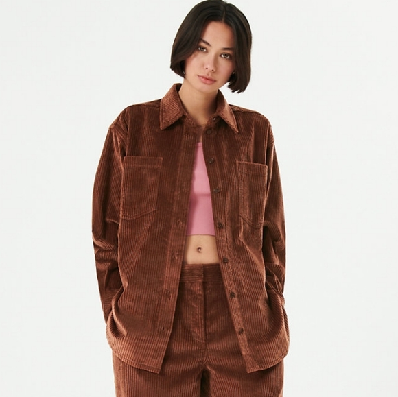Aritzia Jackets & Blazers - Aritzia Sunday Best Tilly Shirt Jacket Size 1 Brown Corduroy Oversized Shacket